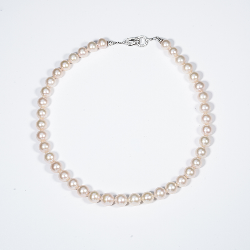 【乐乐】S925银珍珠（曼塔玫瑰）项链10-12mm Z1174