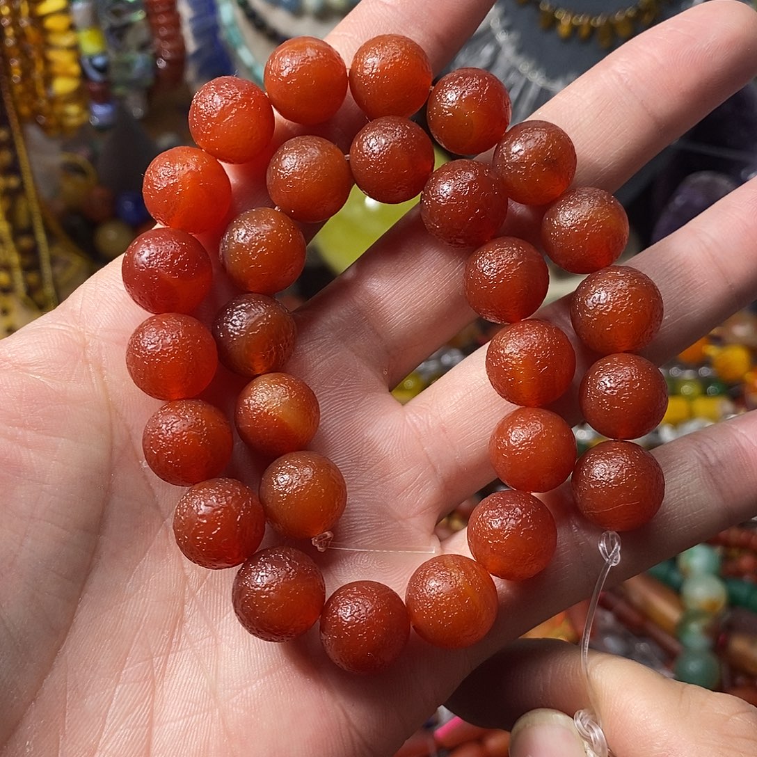 石英质玉未镶嵌，橘皮老玛瑙14mm，