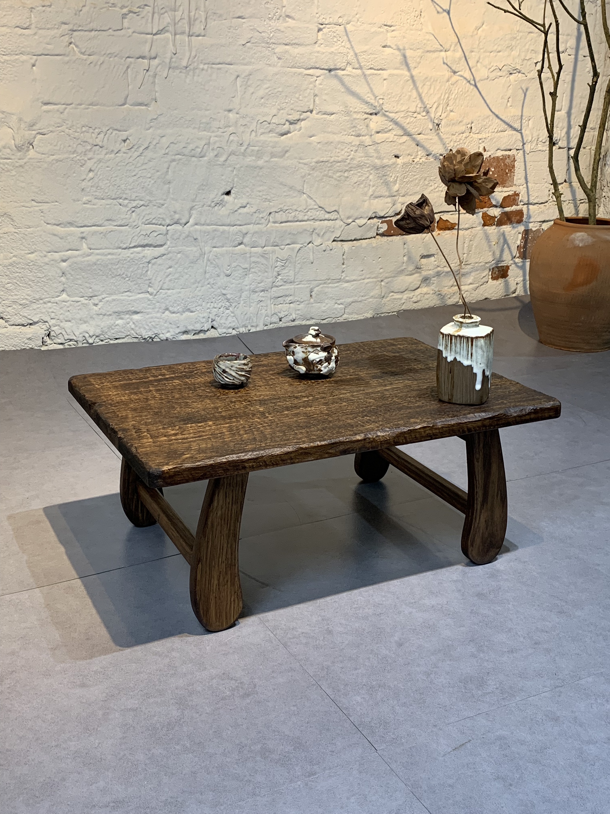 香樟木茶几茶桌矮几 侘寂风实木原木矮桌 禅意客厅茶道小茶台