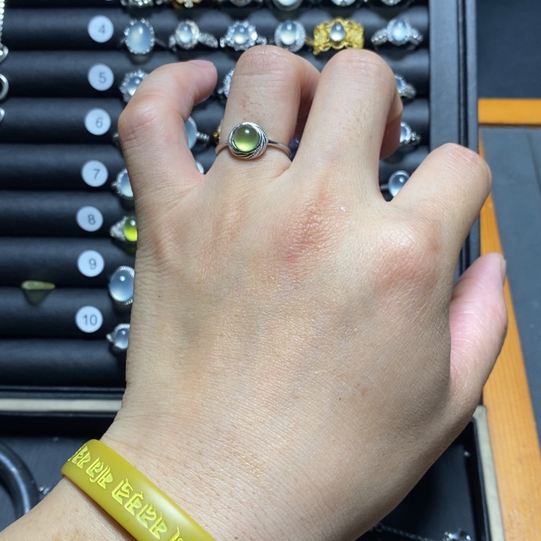 岫玉戒指银S925镶嵌用****1