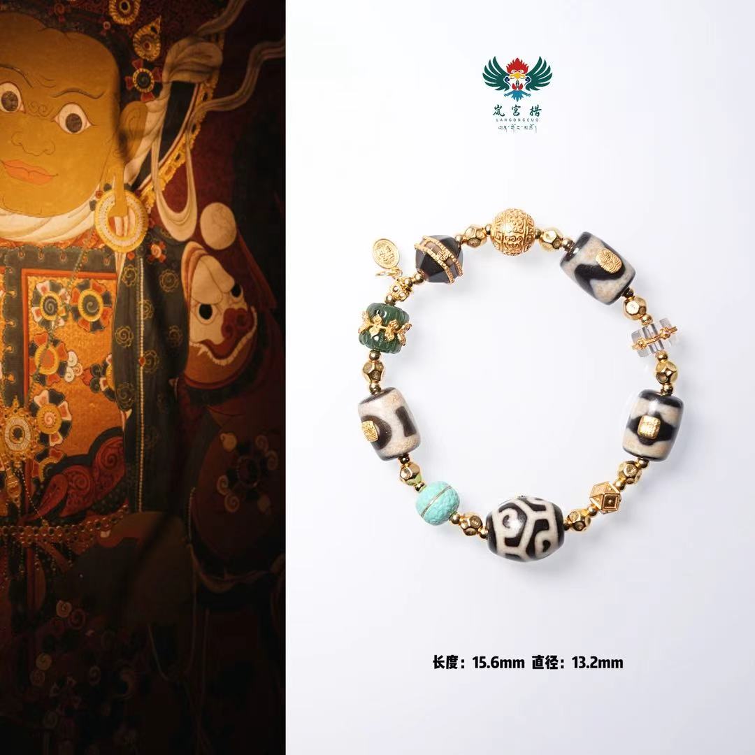 岚宫措｜六瓣莲花天珠手链 G257