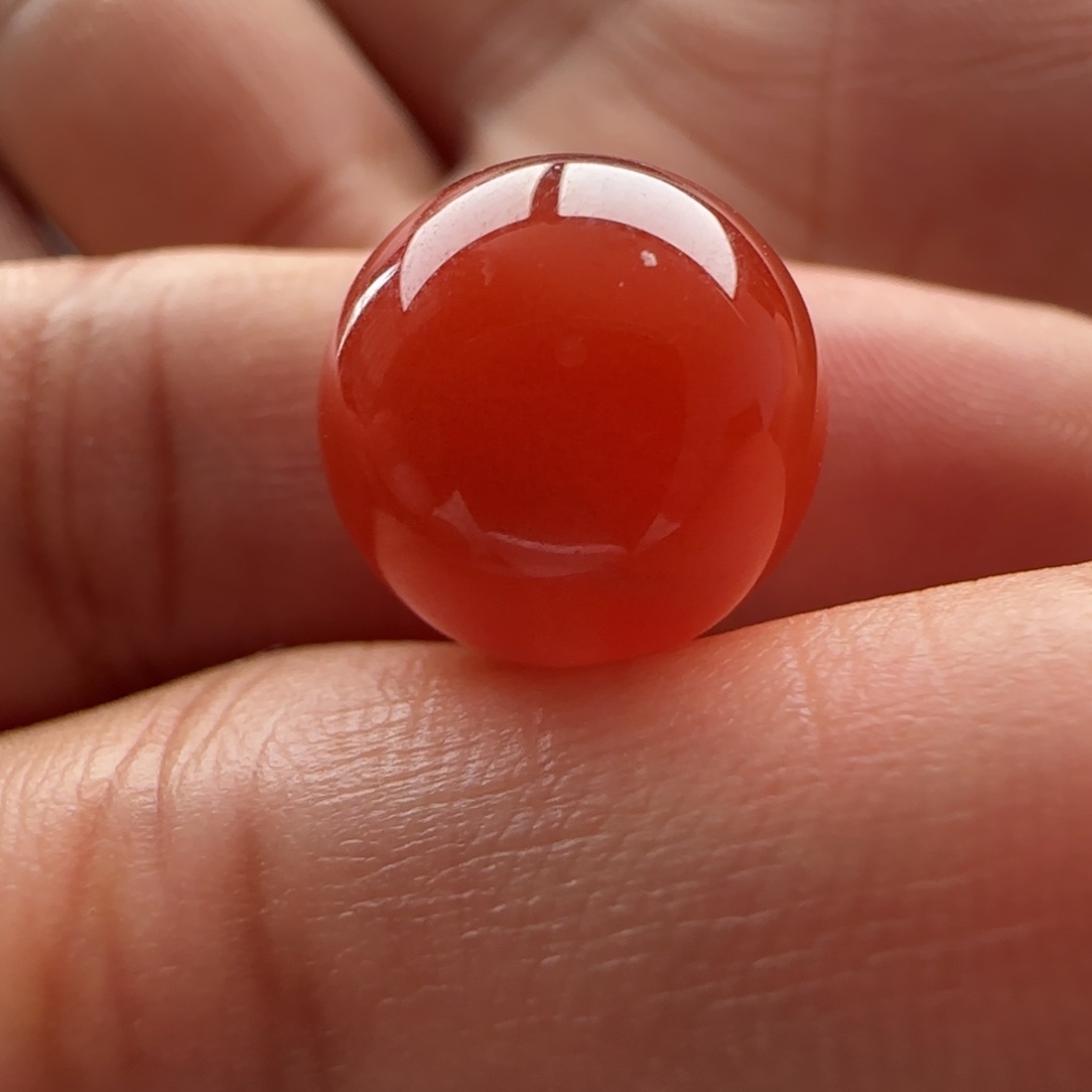 南红玛瑙未镶嵌圆珠12.4色肉红，洞纹