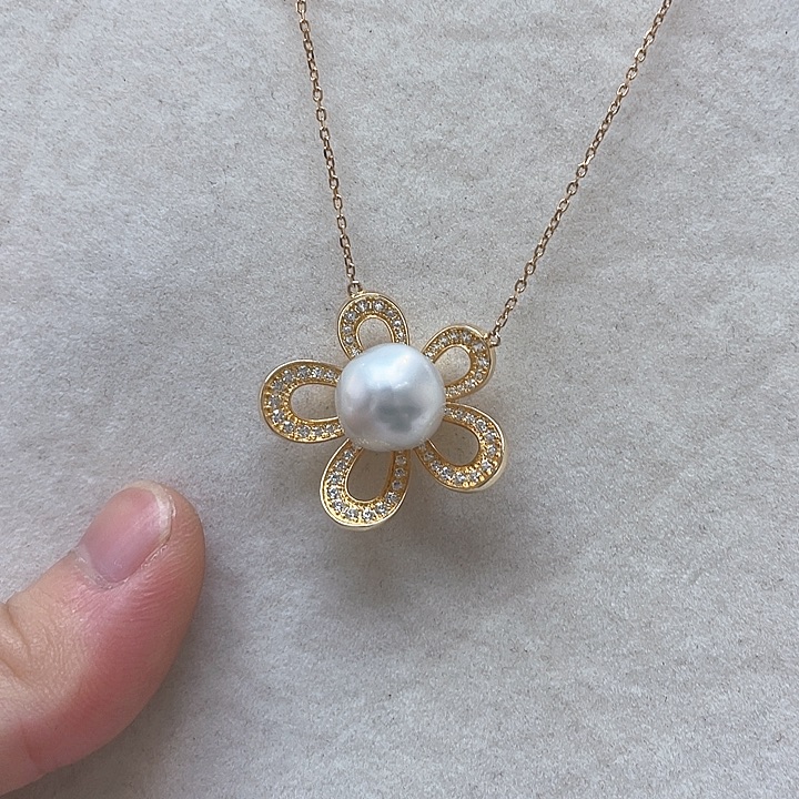 吊坠(不含链)银S925镶嵌海水珍珠