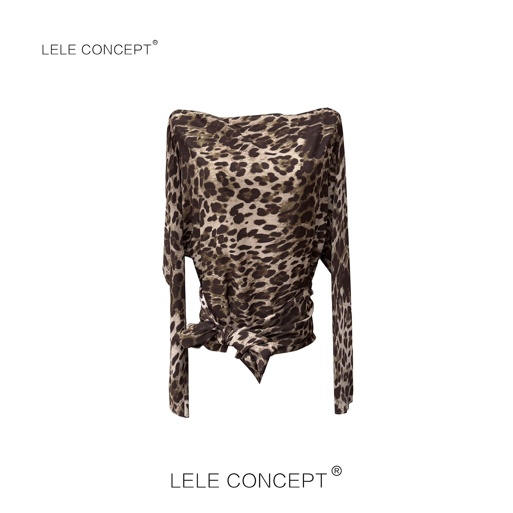 LELE CONCEPT丨【如一】时尚气质设计款系带豹纹衫FS25C0114W