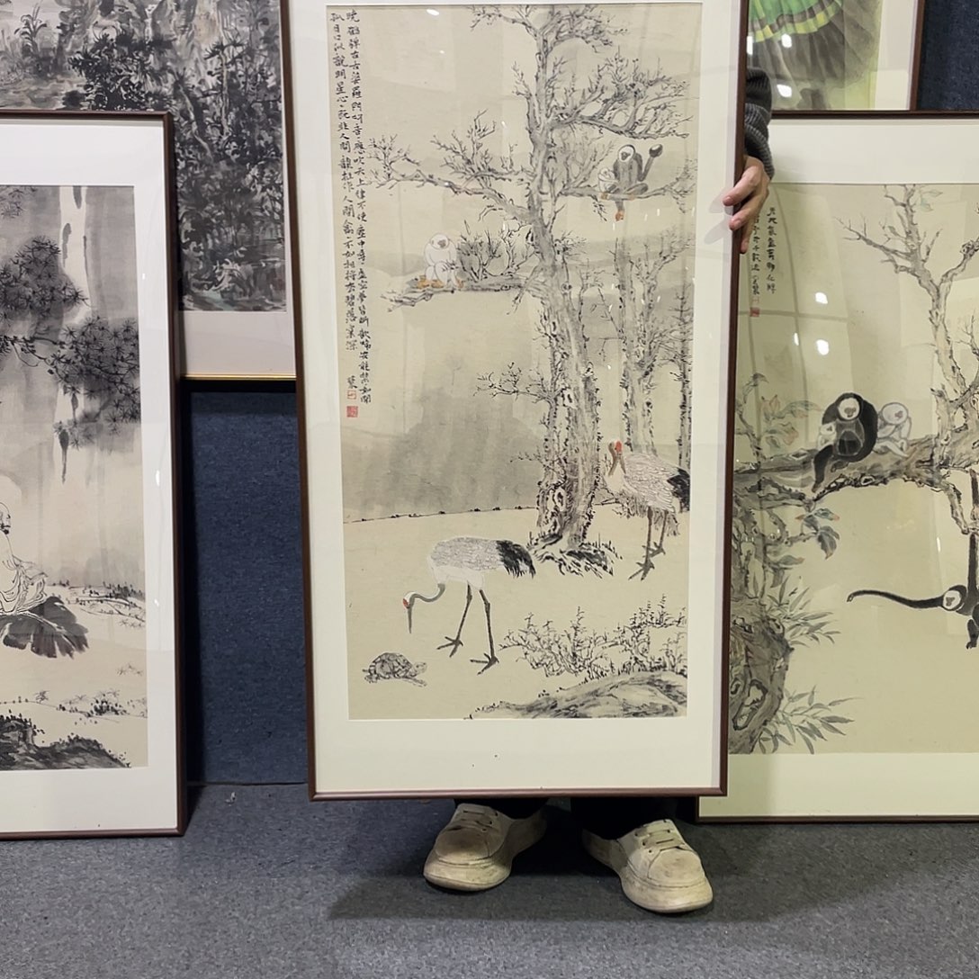 国画手绘画作品带框60/120