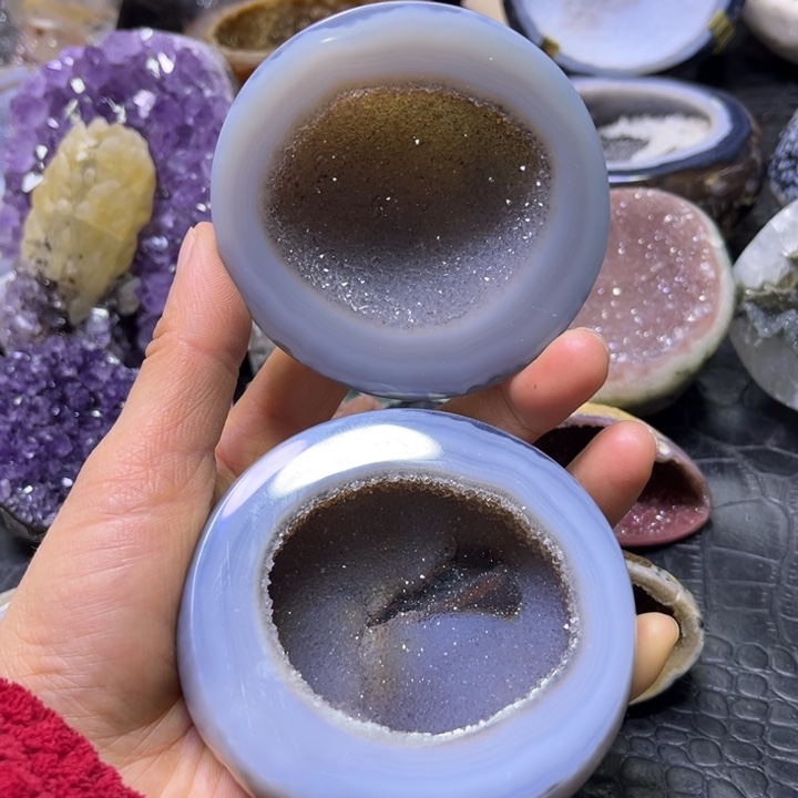 水晶未镶嵌珠宝半成品紫彩盆