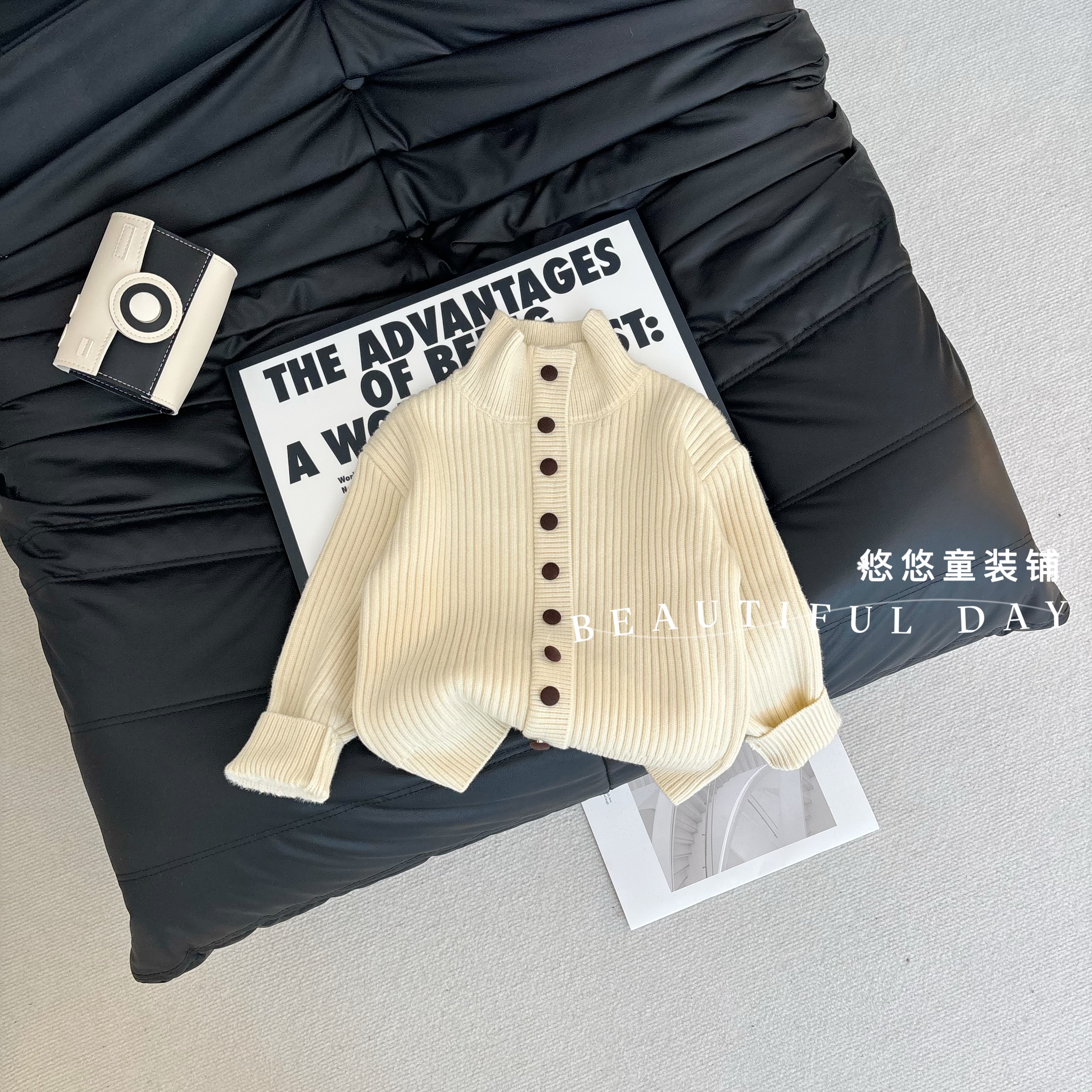 女童开衫加厚韩版百搭2025年春秋装新款复古慵懒风超火外搭毛衣