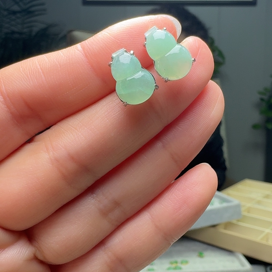 翡翠银S925镶嵌耳饰多样性发货其一