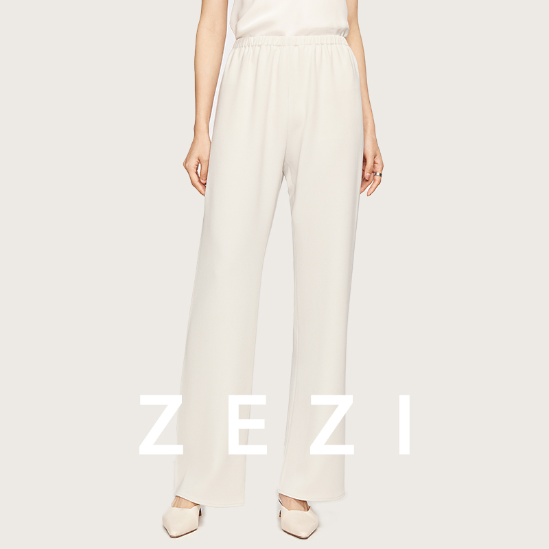ZEZI清仓-进口三醋酸显瘦空气裤简约宽松弹力女款气质Z12B168P