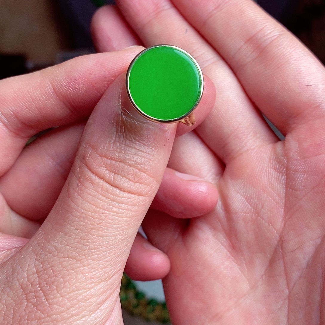 翡翠18K金镶嵌戒指7