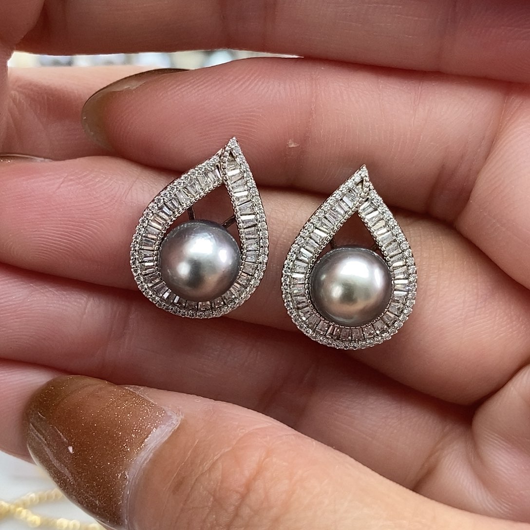 耳饰海水珍珠银S925镶嵌