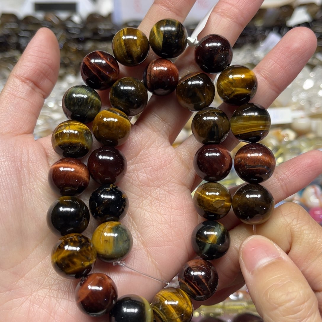 玛瑙/玉髓散珠天然彩虎卡14.5长条38厘米