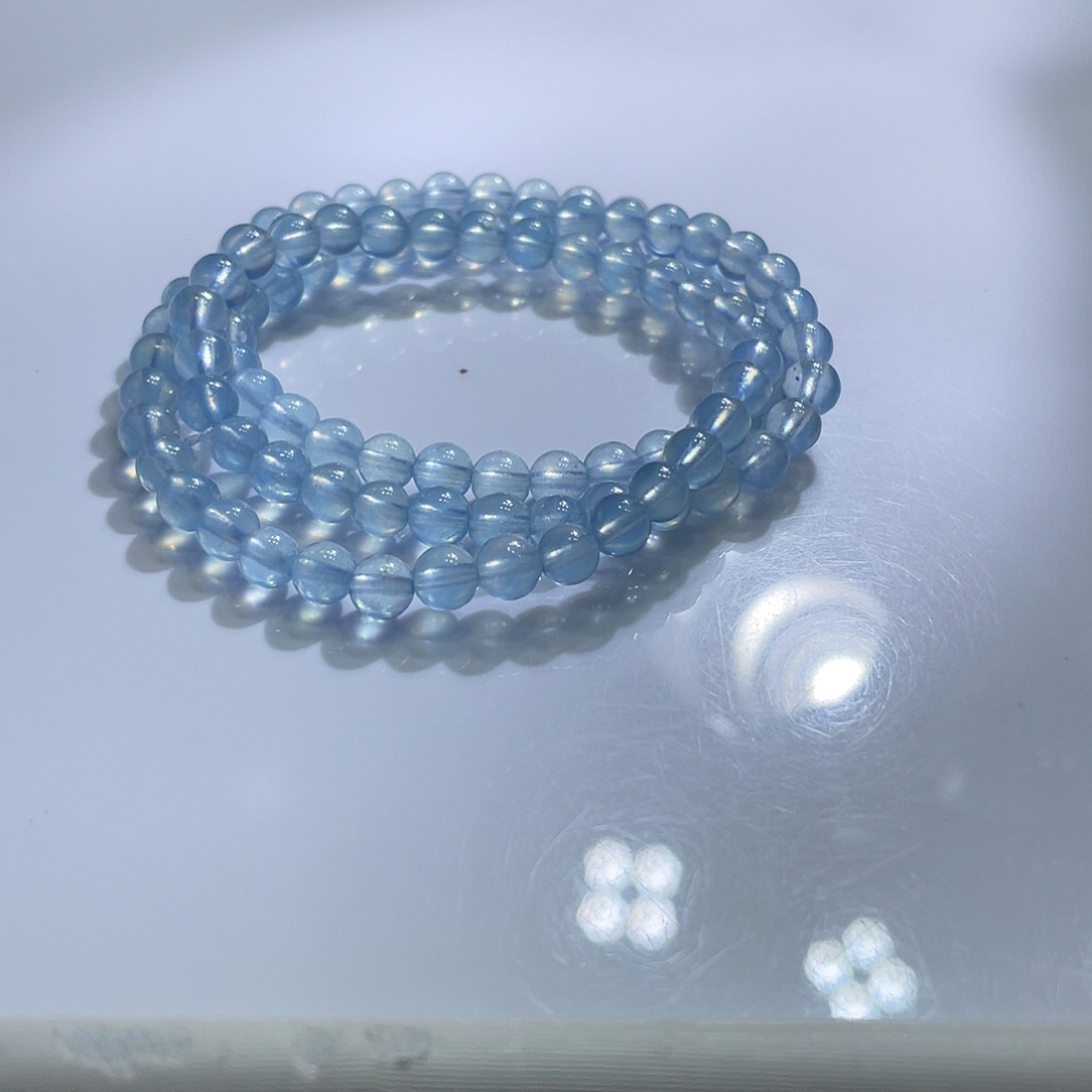水晶未镶嵌手链海蓝宝多圈手串 108元