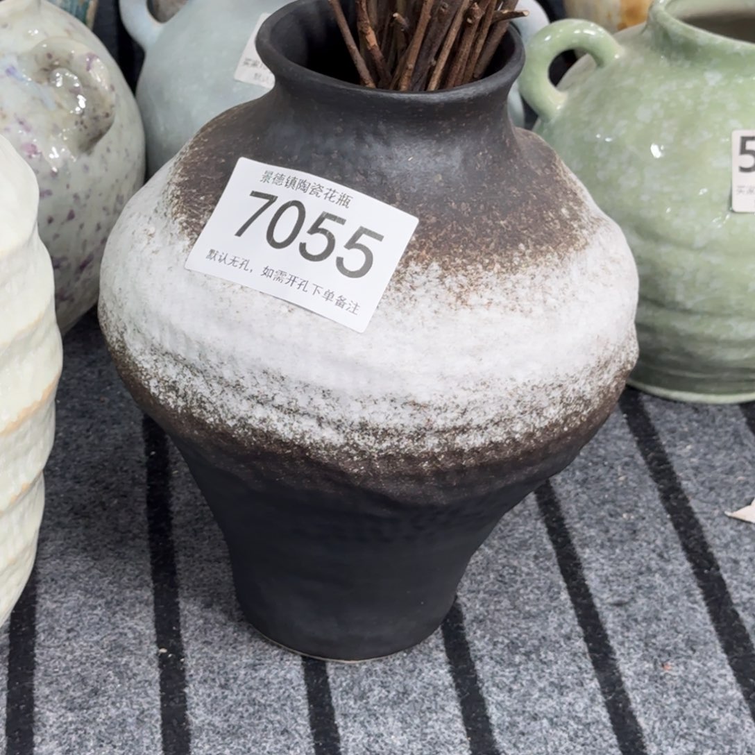 一***子陶摆件景德镇高温花瓶编码7055高28口8默认无孔