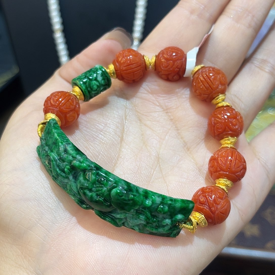 竹***7未镶嵌手串翡翠手牌