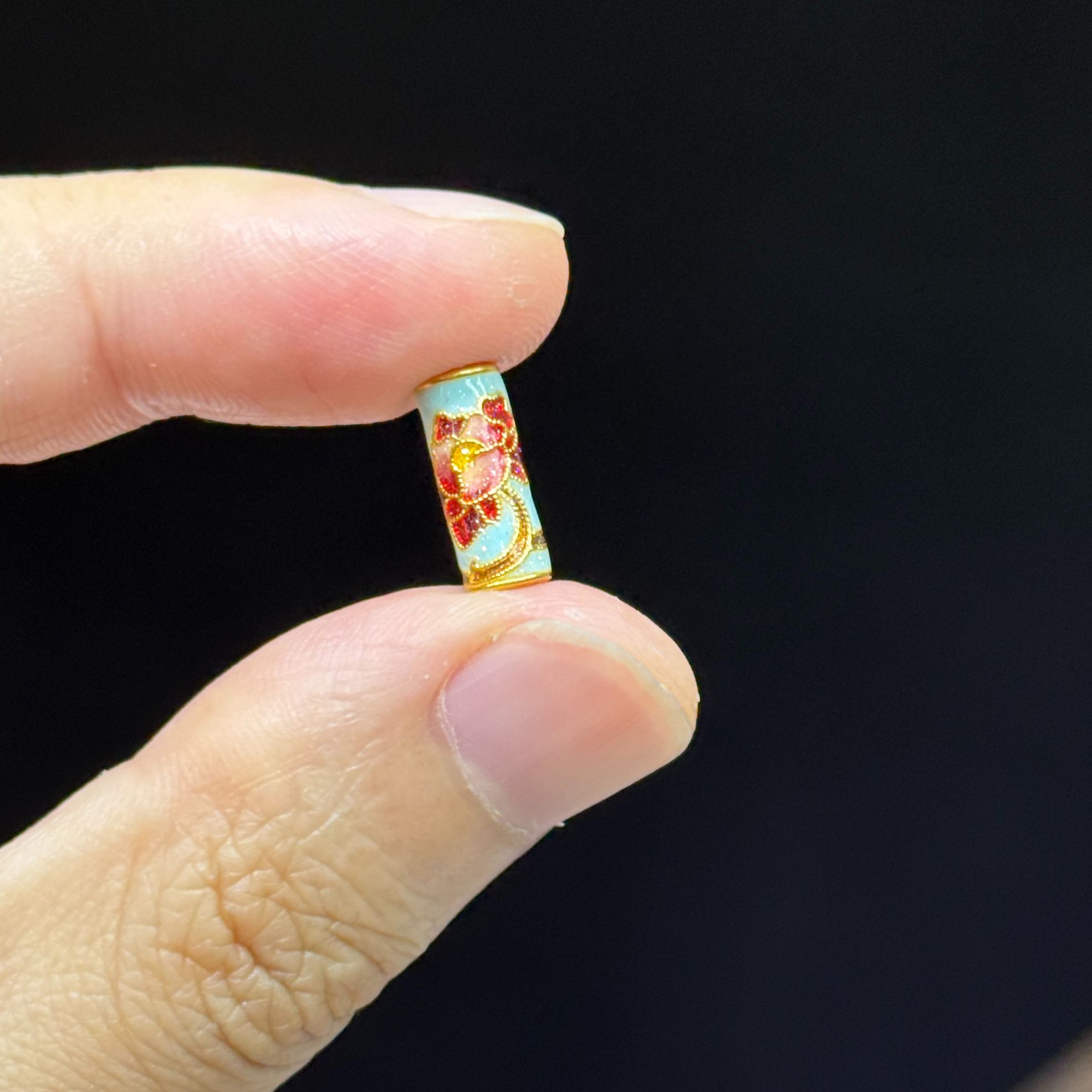 足金999蓝花神桶珠配件