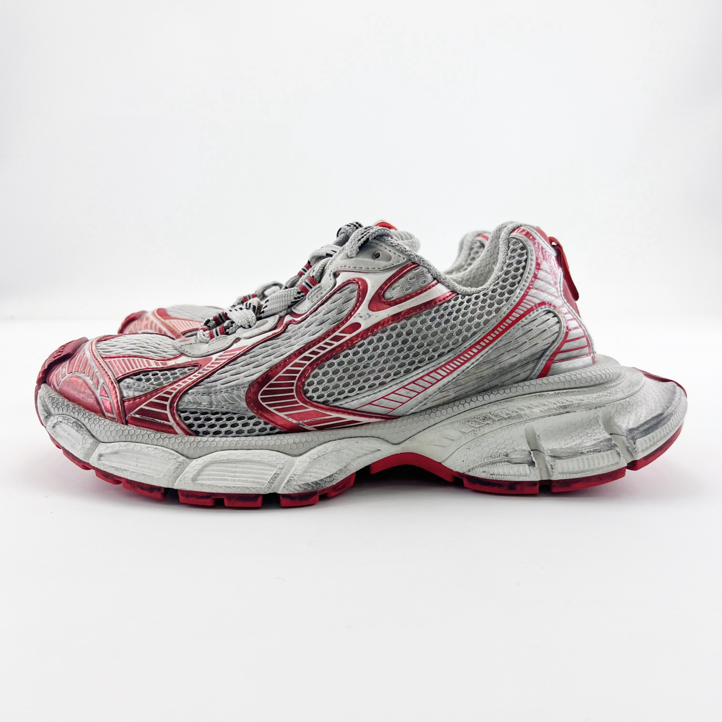 95新 Balenciaga/巴黎世家 41码/白红色网布系带老爹鞋/13890660