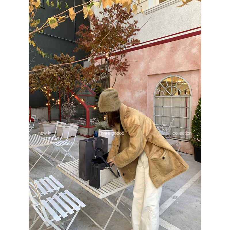 THREE GOOOD/三吉火焰复合皮毛一体麂皮绒双面两穿外套Y725T20230