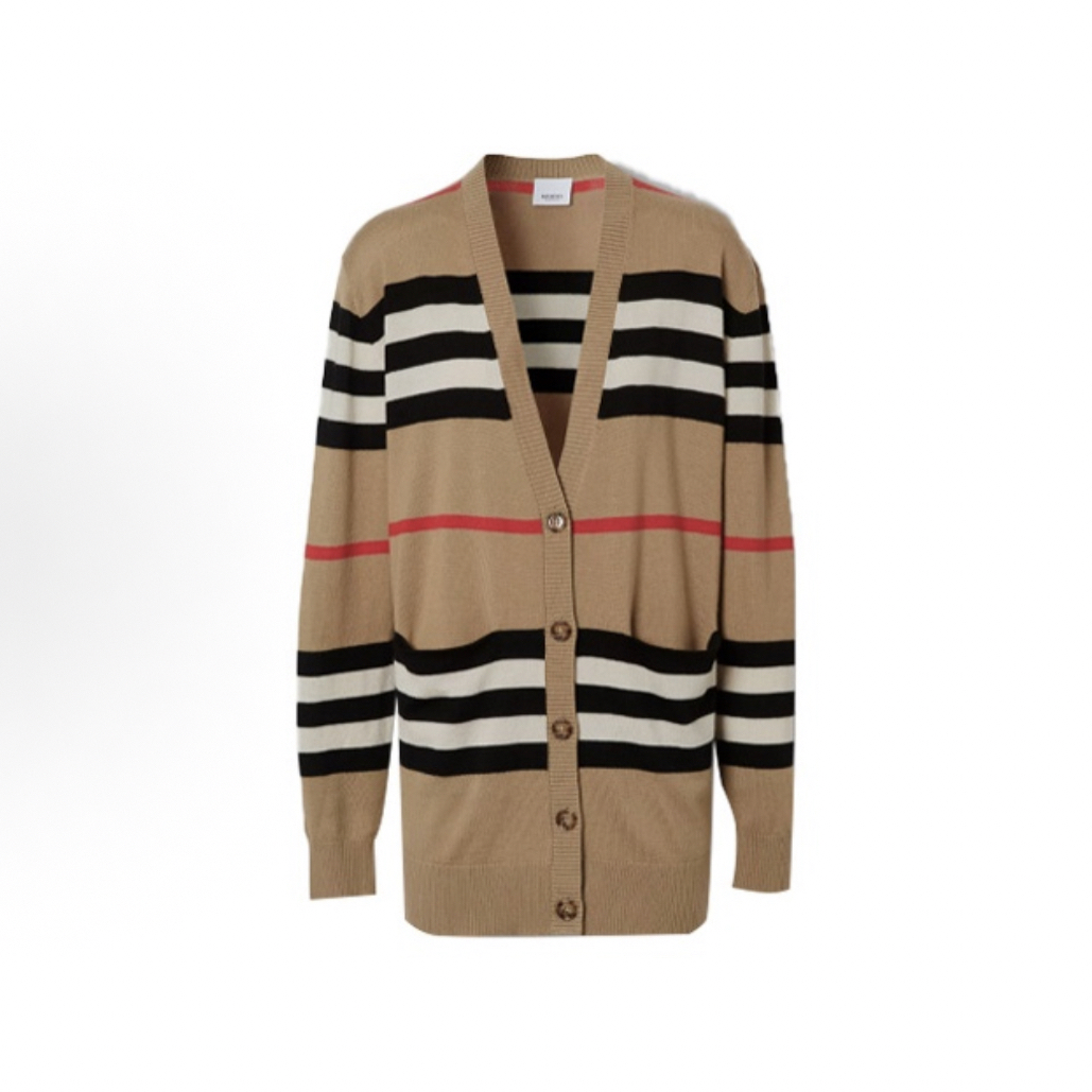 99新 BURBERRY/博柏利 条纹长袖针织外套/XS/A04272