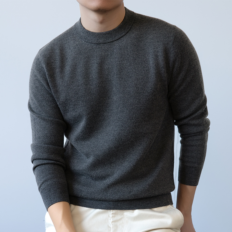 【三农之家】【加厚精纺纯山羊绒】秋冬男士圆领保暖毛衣打底衫