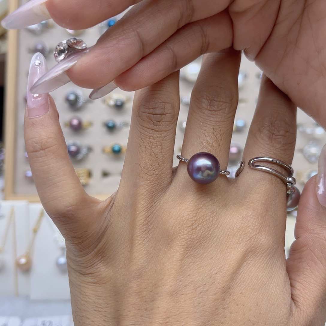 小***萌淡水珍珠合金戒指