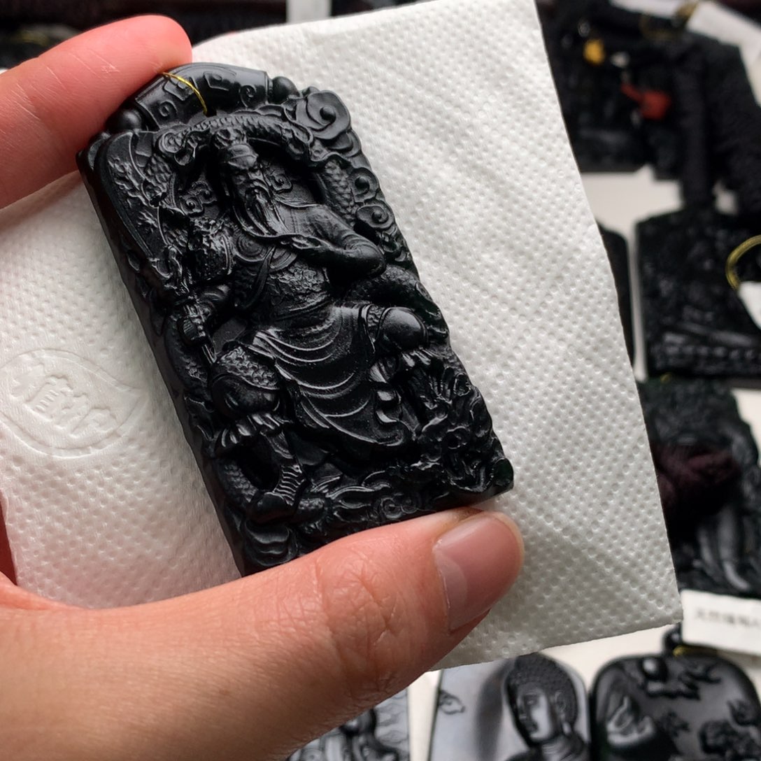 天然缅甸a货钢琴黑挂件