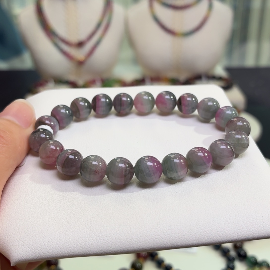 碧玺未镶嵌手链天然碧玺8.7