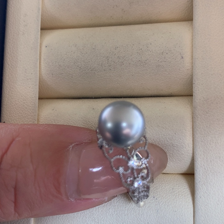 银S925镶嵌戒指海水珍珠