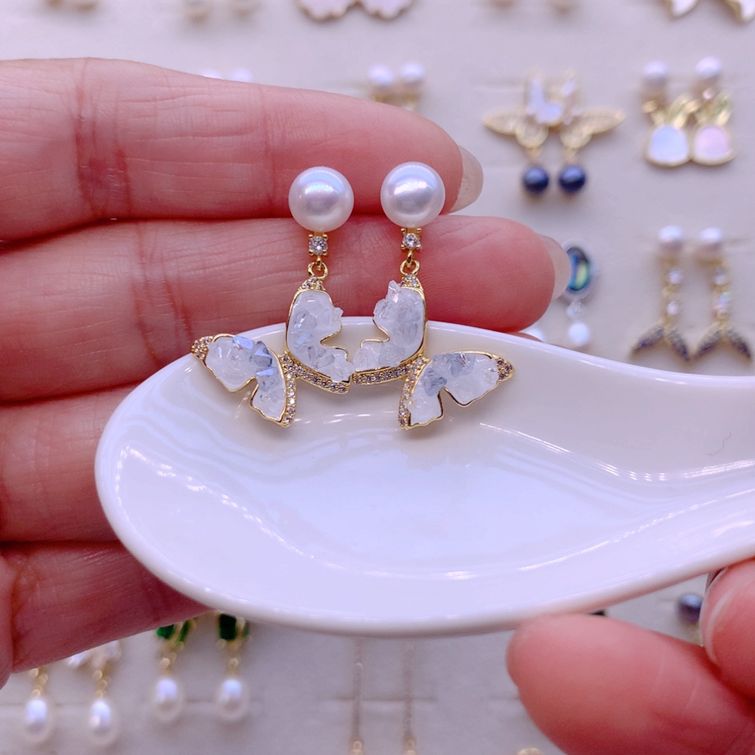 合金淡水珍珠耳饰