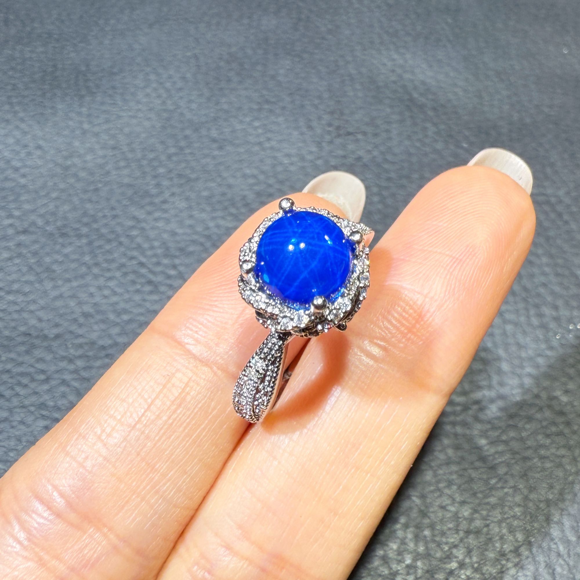 典藏轻奢-星光蓝宝石-高精切宝石戒指YG-395