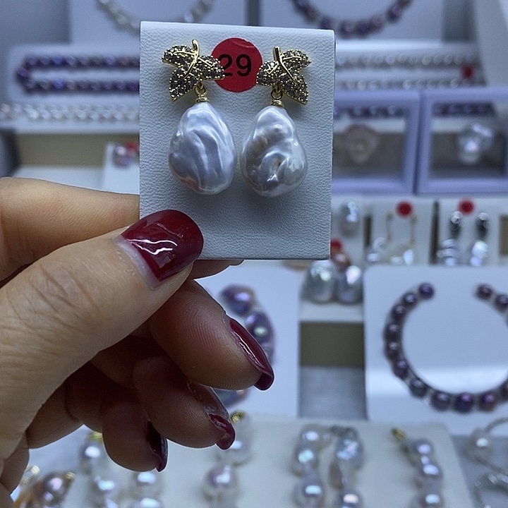 合金淡水珍珠耳坠