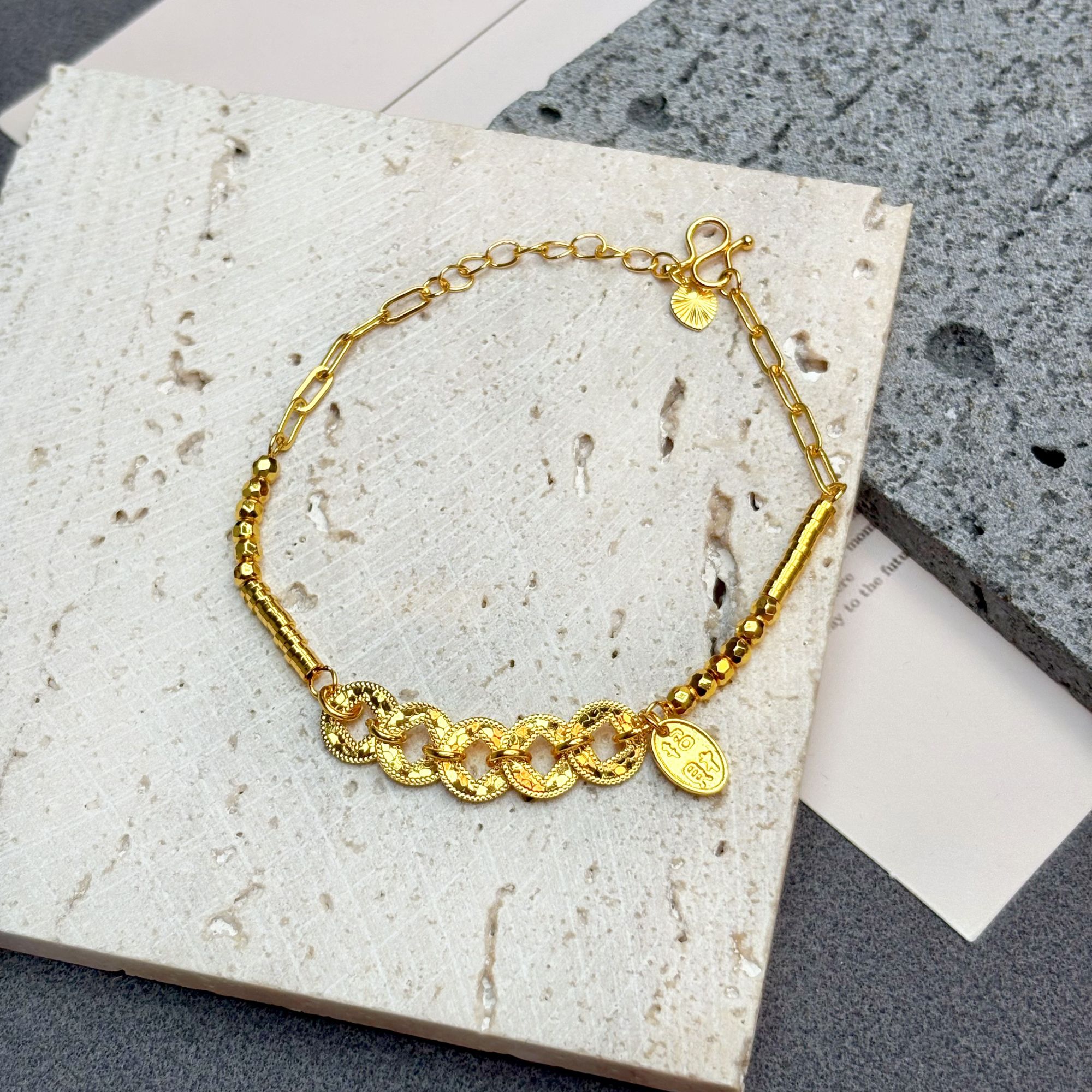 13059碎冰冰盘缠五帝手链B