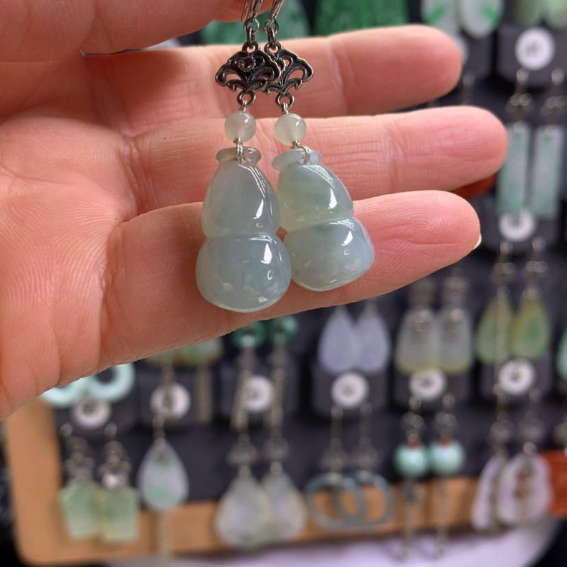 【闪购商品】翡翠耳饰银S925镶嵌精美