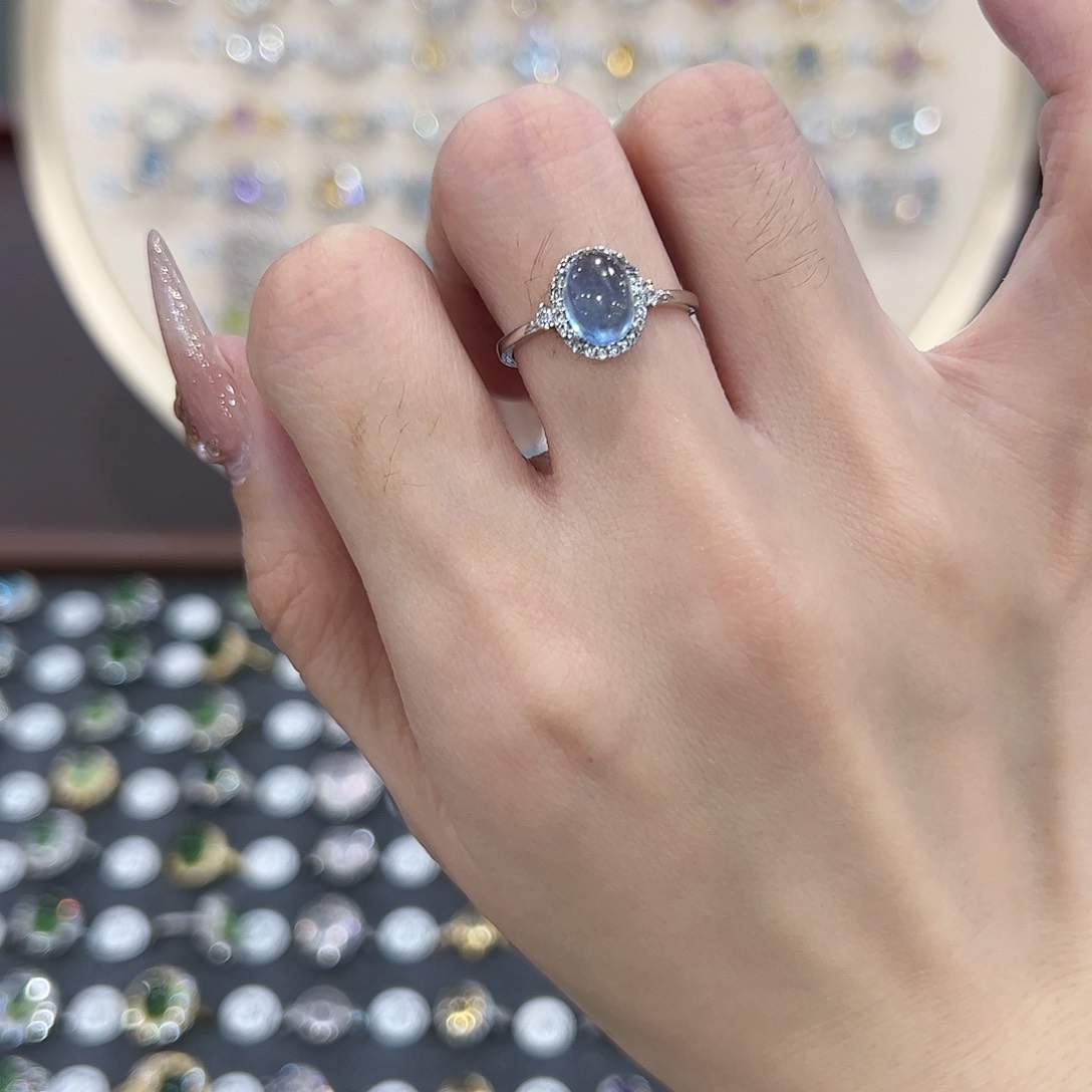 蛇纹石玉戒指银S925镶嵌Y****i