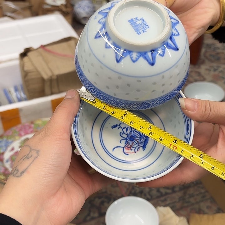 摆件陶11.5厘米罗汉碗花心2个