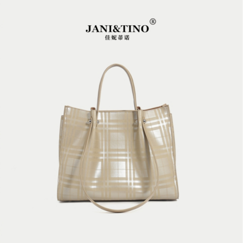 JANITINO/佳妮蒂诺当季新款时尚百搭女士单肩斜跨包3870杏格子
