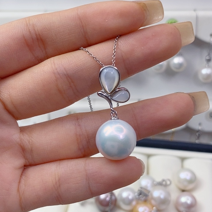 喵***人银S925镶嵌颈饰淡水珍珠