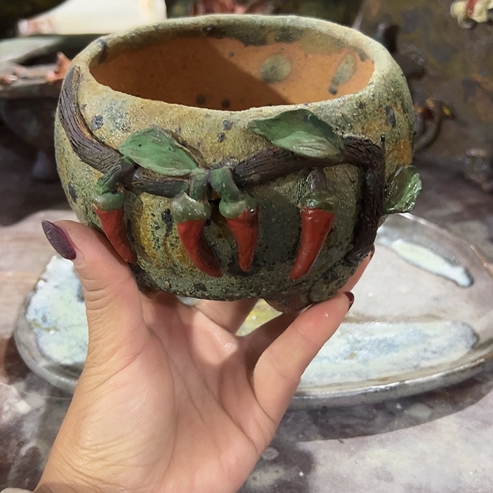 手工粗陶高温花盆