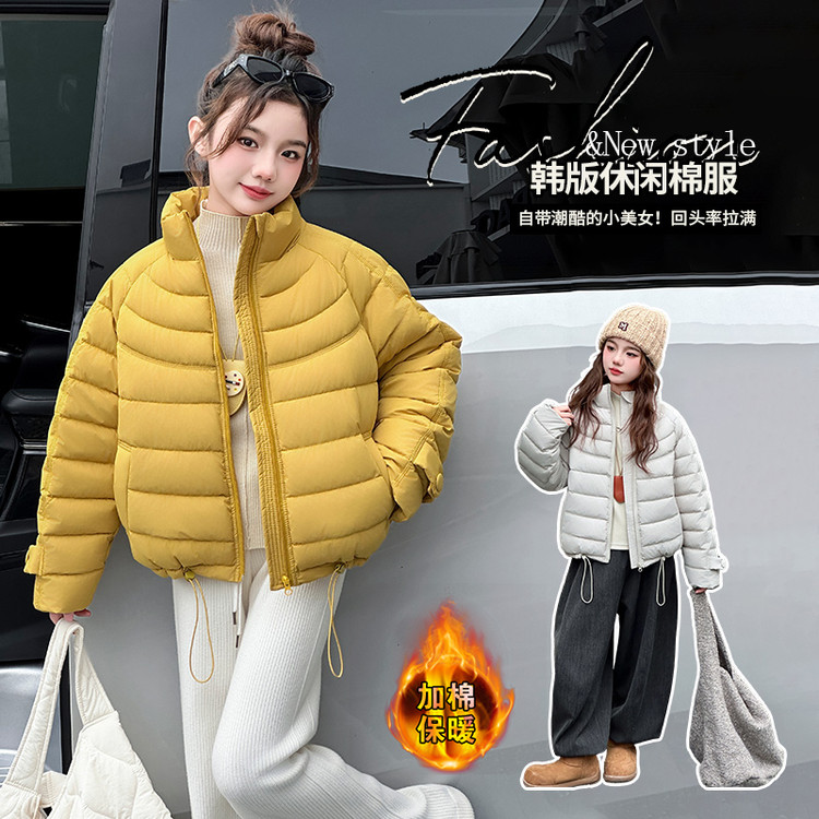 女大童排骨风棉服短款新款韩版小女孩冬季排骨线休闲棉衣外套冬装
