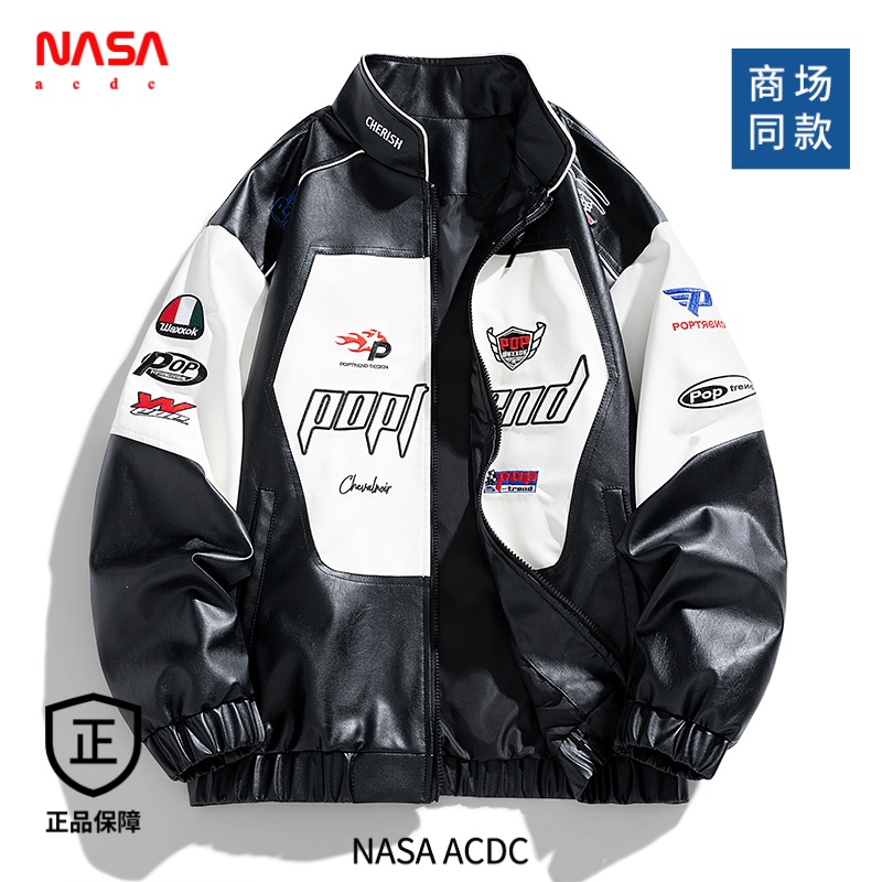 NASA ACDC机车皮衣夹克外套男士春秋赛车服飞行夹克棒球服外套潮