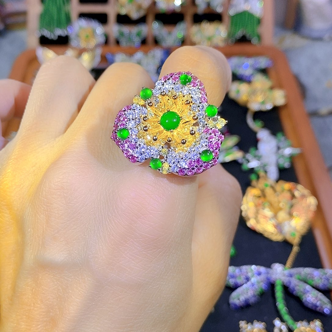 吊坠(不含链)银S925镶嵌翡翠