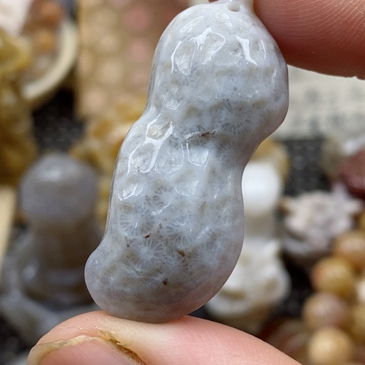 颈饰未镶嵌硅化珊瑚（珊瑚玉）