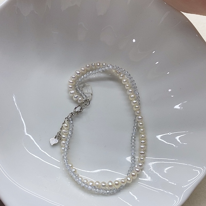 银S925镶嵌手串淡水珍珠了