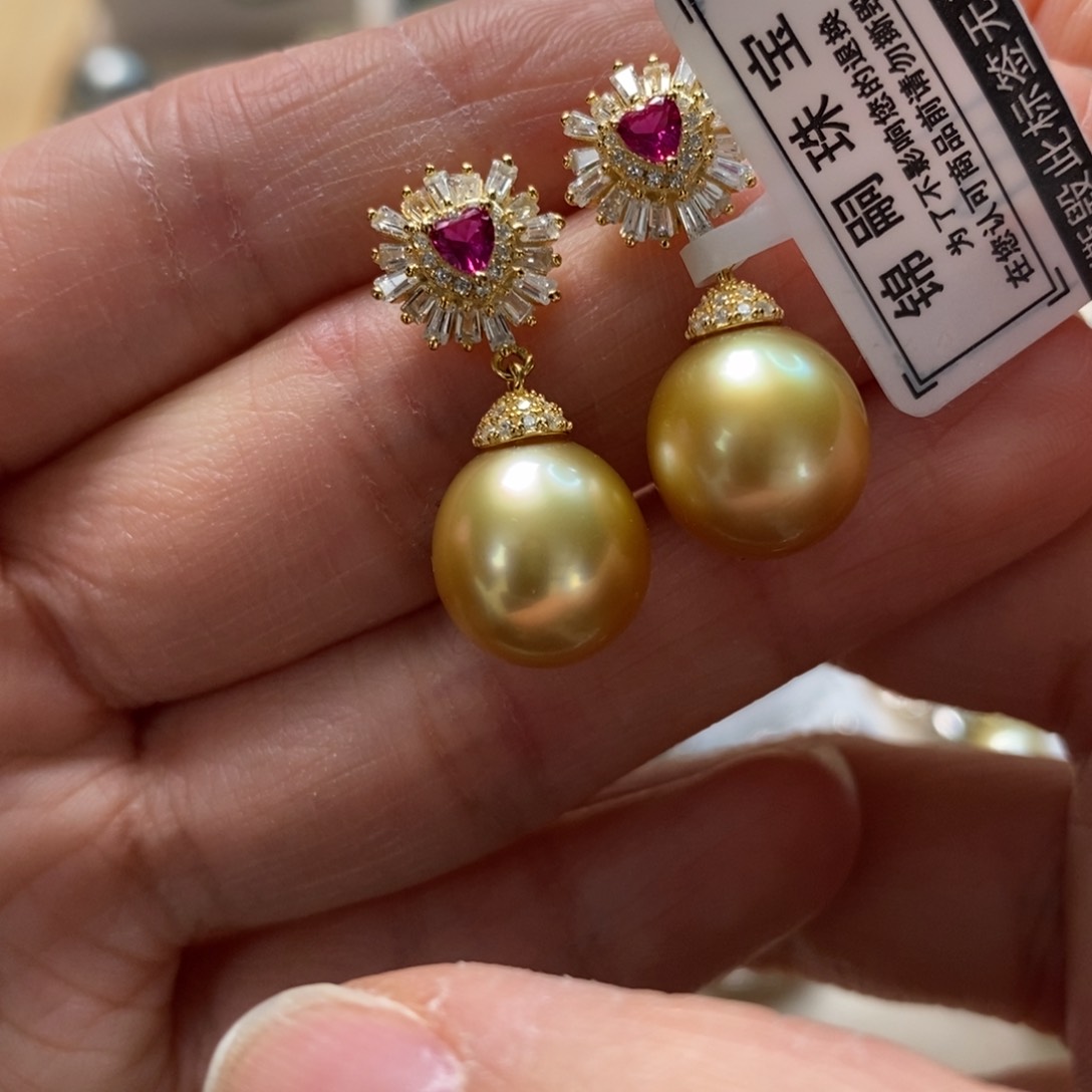 海水珍珠耳饰银S925镶嵌