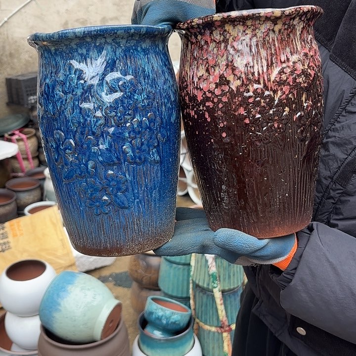 紫砂茶碗两个口径16高度25