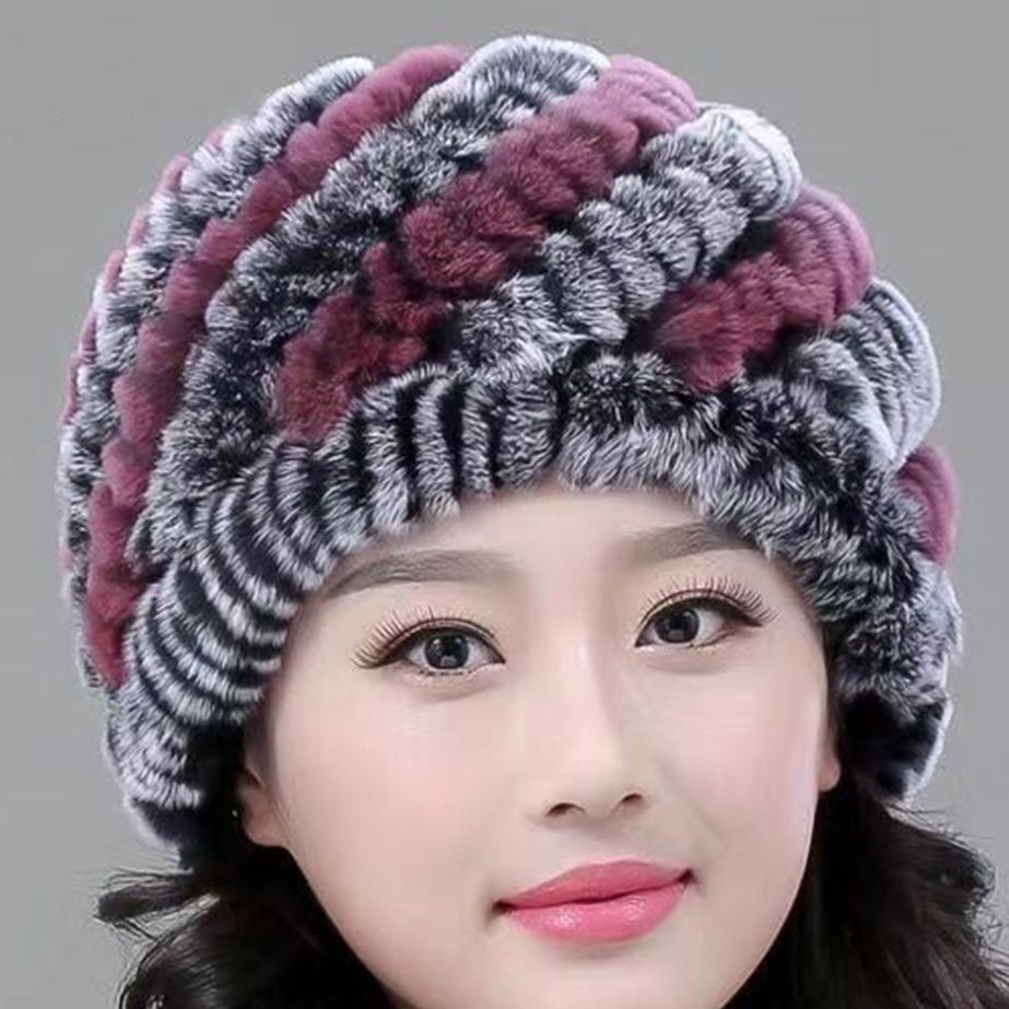 女士帽子女兔毛秋冬季新款加厚保暖冬天帽子菠萝帽年轻高档帽子