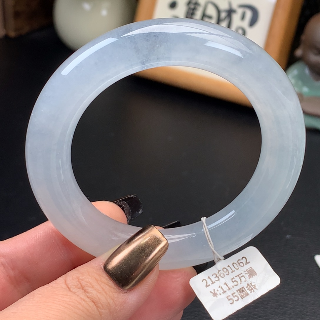 翡翠手镯未镶嵌冰白月光大胖条