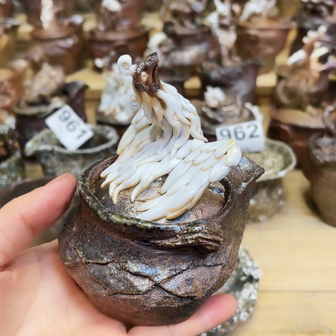 瓶柴烧粗陶手捏宝瓶微瑕