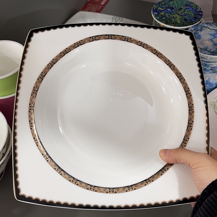 瓷片微瑕骨瓷意面盘两个