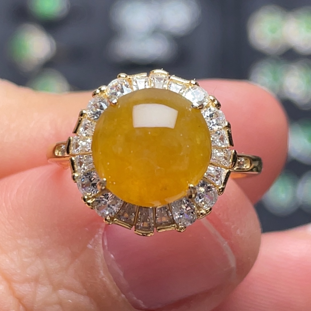 翡翠银S925镶嵌戒指纯天然缅甸翡翠A货